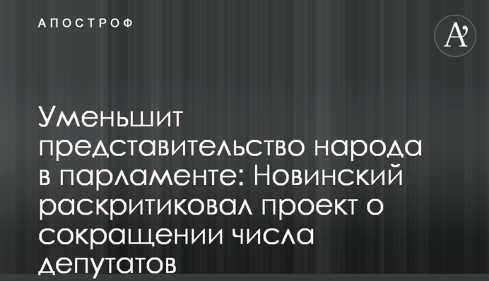 Уменьшит представительство народа в парламенте: Новинский раскритиковал проект о сокращении числа депутатов