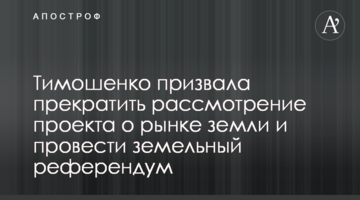 Тимошенко закликала припинити розгляд проекту про ринок землі і провести земельний референдум
