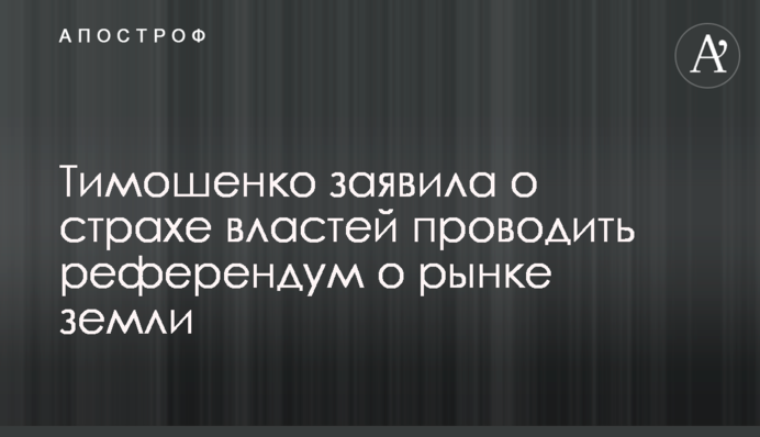 Тимошенко заявила про страх влади проводити референдум про ринок землі