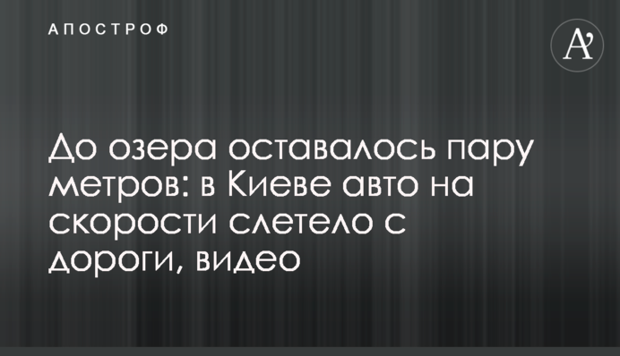 До озера оставалось пару метров: в Киеве авто на скорости слетело с дороги, видео