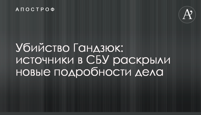 Вбивство Гандзюк: джерела в СБУ розкрили нові подробиці справи