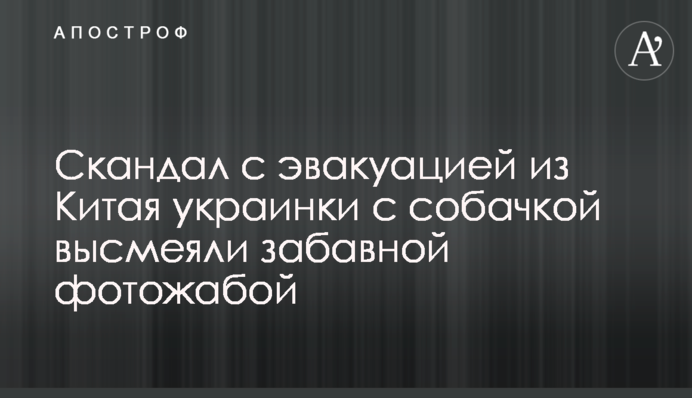 Скандал з евакуацією з Китаю українки з собачкою висміяли влучною фотожабою