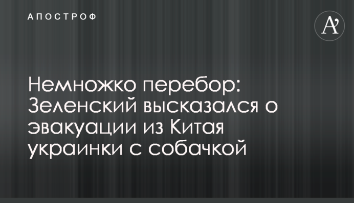 Немножко перебор: Зеленский высказался о эвакуации из Китая украинки с собачкой