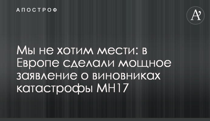 Мы не хотим мести: в Европе сделали мощное заявление о виновниках катастрофы MH17