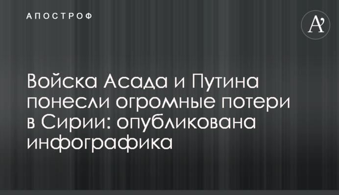 Війська Асада і Путіна зазнали величезних втрат в Сирії: опубліковано інфографіку