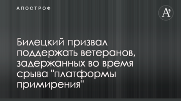 Билецкий призвал поддержать ветеранов, задержанных во время срыва "платформы примирения"