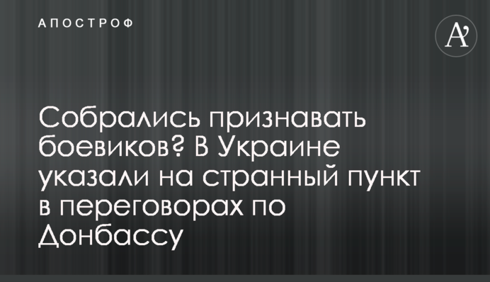Собрались признавать боевиков? В Украине указали на странный пункт в переговорах по Донбассу