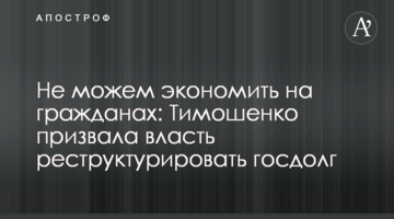 Не можем экономить на гражданах: Тимошенко призвала власть реструктурировать госдолг