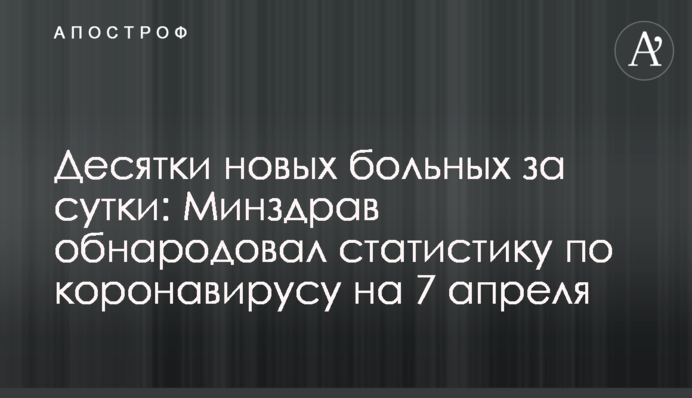 Десятки нових хворих за добу: Міністерство охорони здоров'я оприлюднило статистику по коронавірусу на 7 квітня