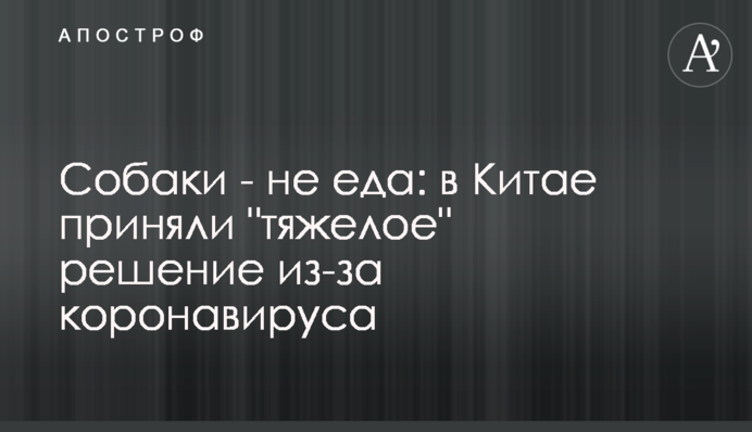 Собаки - не еда: в Китае приняли 