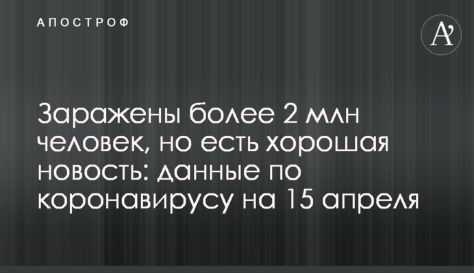 Заражены более 2 млн человек, но есть хорошая новость: данные по коронавирусу на 15 апреля