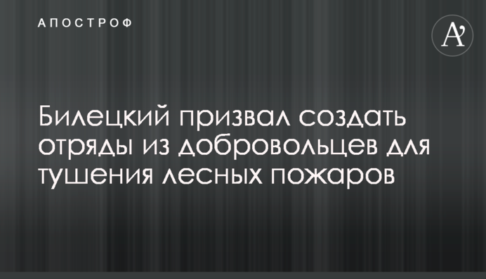 Билецкий призвал создать отряды из добровольцев для тушения лесных пожаров, видео