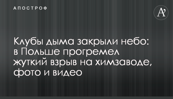 Клуби диму закрили небо: в Польщі прогримів страшний вибух на хімзаводі, фото і відео