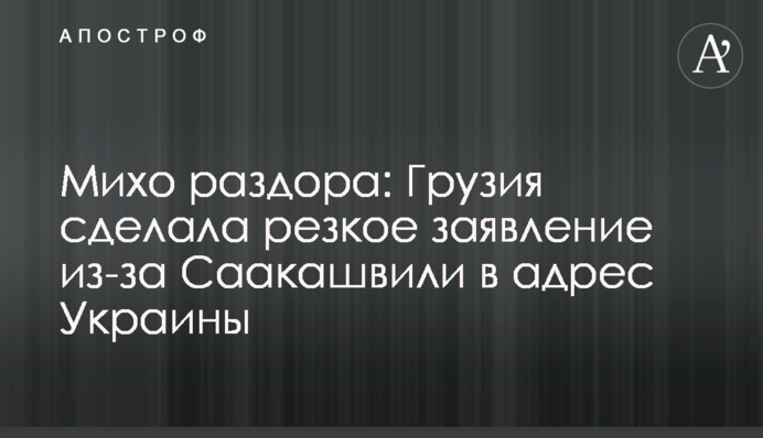Михо раздора: Грузия сделала резкое заявление из-за Саакашвили в адрес Украины