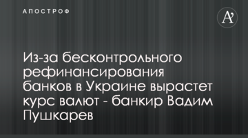 Из-за бесконтрольного рефинансирования банков в Украине вырастет курс валют - банкир Вадим Пушкарев