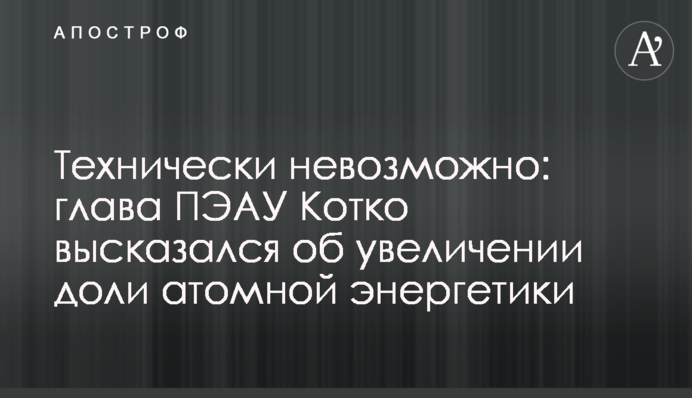Технически невозможно: глава ПЭАУ Котко высказался об увеличении доли атомной энергетики
