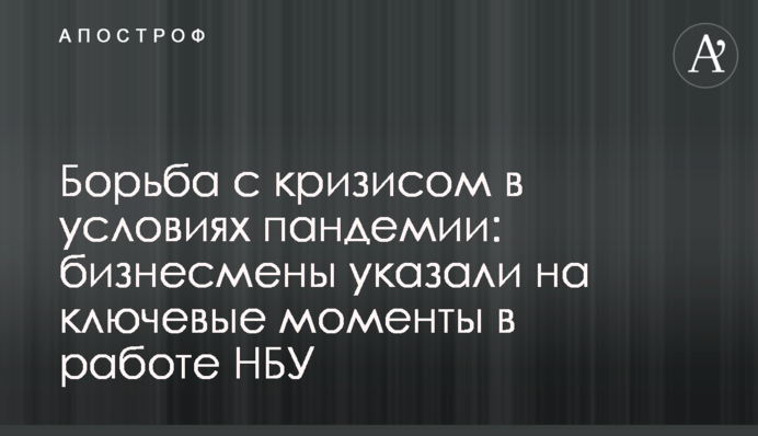 Боротьба з кризою в умовах пандемії: бізнесмени вказали на ключові моменти в роботі НБУ