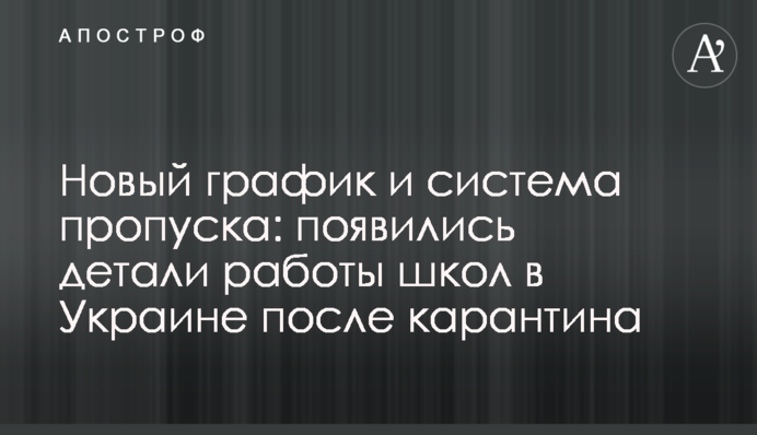 Новый график и система пропуска: появились детали работы школ в Украине после карантина