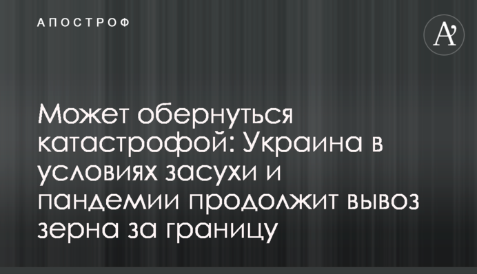 Може обернутися катастрофою: Україна в умовах посухи і пандемії продовжить вивезення зерна за кордон