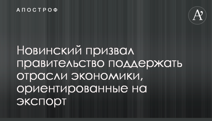 Новинський закликав уряд підтримати галузі економіки, орієнтовані на експорт