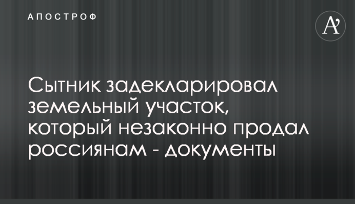 Ситник задекларував земельну ділянку, яку незаконно продав росіянам - документи