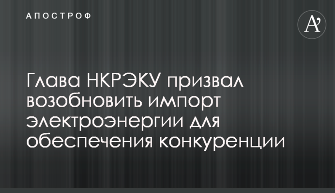 Глава НКРЭКУ призвал возобновить импорт электроэнергии для обеспечения конкуренции