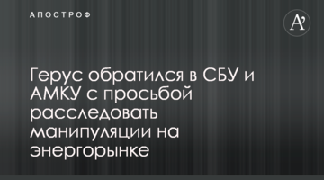 Герус обратился в СБУ и АМКУ с просьбой расследовать манипуляции на энергорынке