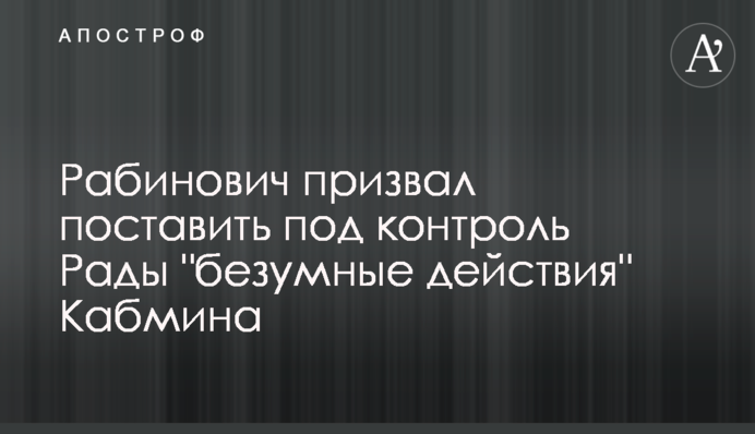 Рабинович призвал поставить под контроль Рады 