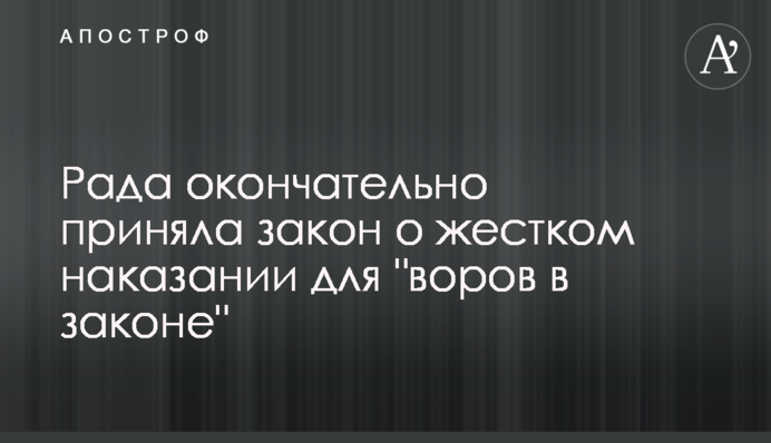 Рада окончательно приняла закон о жестком наказании для "воров в законе"