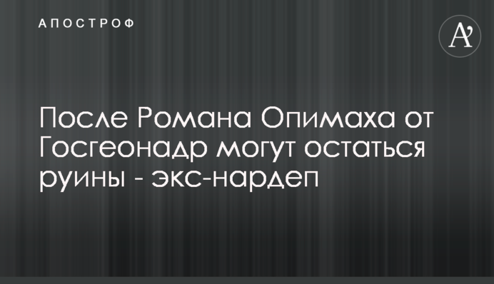 После Романа Опимаха от Госгеонадр могут остаться руины - экс-нардеп