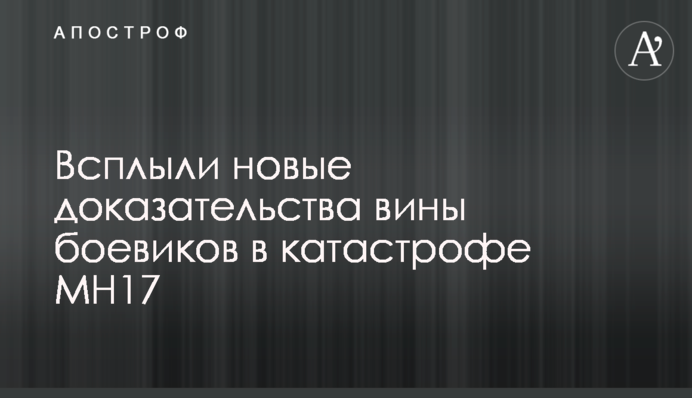 Спливли нові докази провини бойовиків в катастрофі МН17