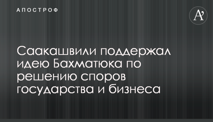 Саакашвили поддержал идею Бахматюка по решению споров государства и бизнеса