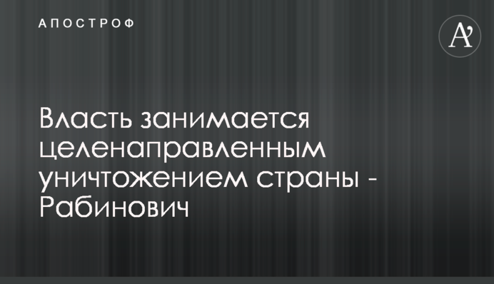 Власть занимается целенаправленным уничтожением страны - Рабинович