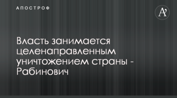 Влада займається цілеспрямованим знищенням країни - Рабинович