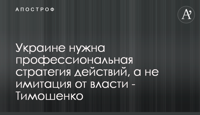 Україні потрібна професійна стратегія дій, а не імітація від влади - Тимошенко