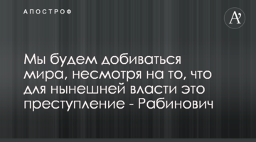 Ми будемо домагатися миру, незважаючи на те, що для нинішньої влади це злочин - Рабинович
