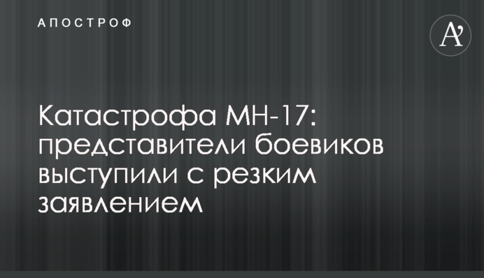 Катастрофа MH-17: представители боевиков выступили с резким заявлением