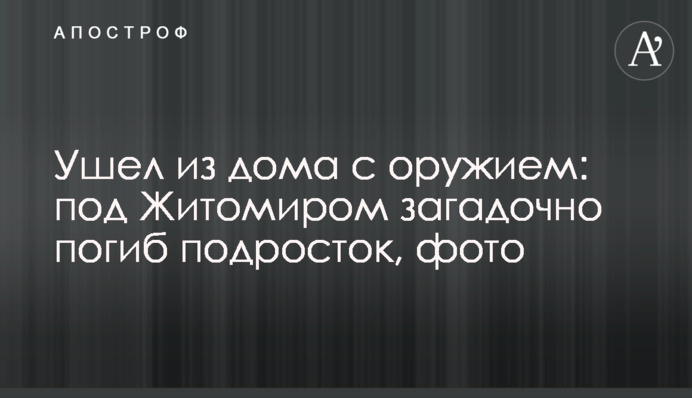 Пішов із дому зі зброєю: під Житомиром загадково загинув підліток, фото