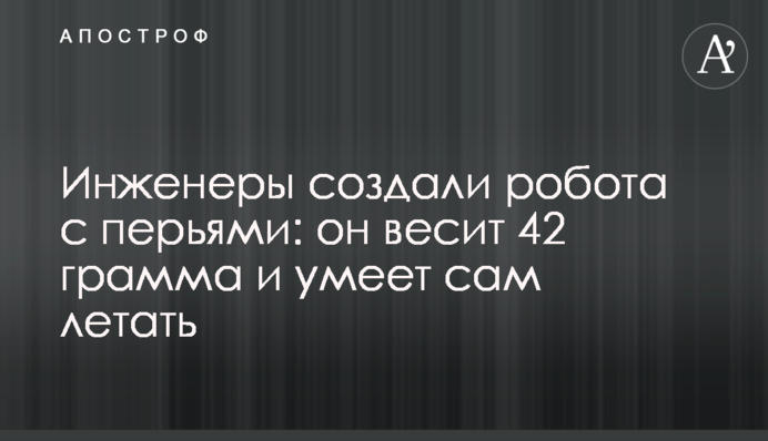Інженери створили робота з пір'ям: він важить 42 грами і вміє сам літати