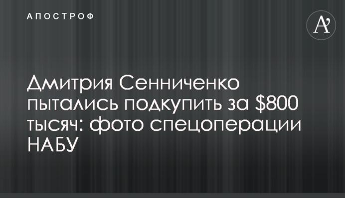Дмитрия Сенниченко пытались подкупить за $800 тысяч: фото спецоперации НАБУ