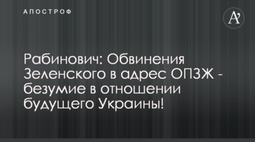 Рабинович: Обвинения Зеленского в адрес ОПЗЖ - безумие в отношении будущего Украины!