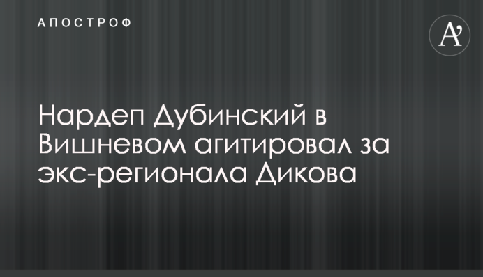 Нардеп Дубінський у Вишневому агітував за екс-регіонала Дікова