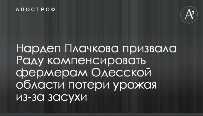 Нардеп Плачкова закликала Раду компенсувати фермерам Одеської області втрати врожаю через посуху