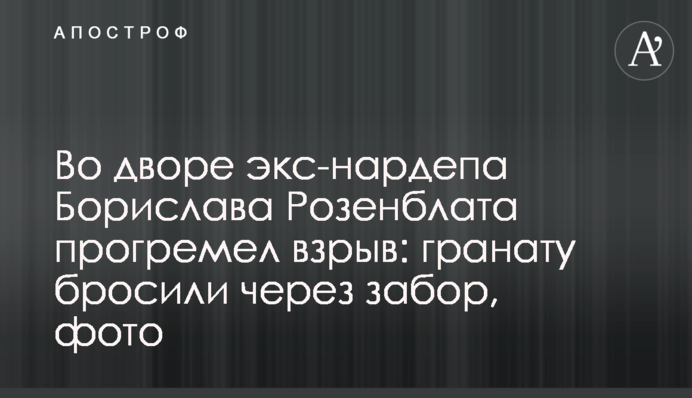 На подвір'ї екс-нардепа Борислава Розенблата прогримів вибух: гранату кинули через паркан, фото