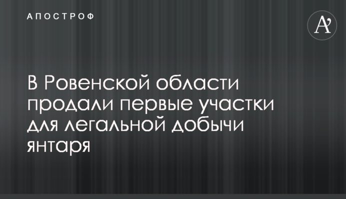 У Рівненській області продали перші ділянки для легального видобутку бурштину