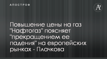 Повышение цены на газ "Нафтогаз" поясняет "прекращением ее падения" на европейских рынках - Плачкова