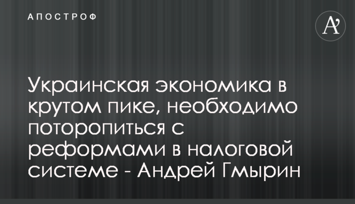Украинская экономика в крутом пике, необходимо поторопиться с реформами в налоговой системе - Андрей Гмырин
