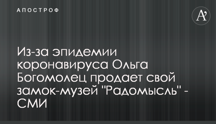 Из-за эпидемии коронавируса Ольга Богомолец продает свой замок-музей 