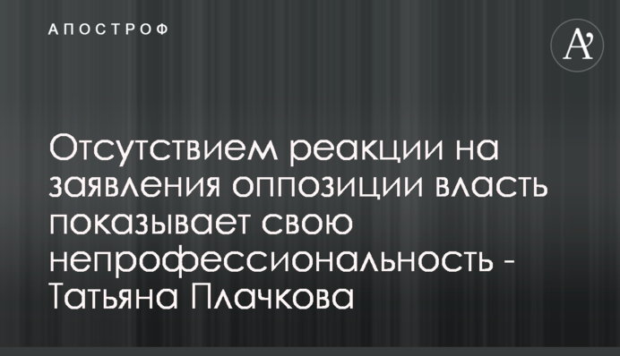 Відсутністю реакції на заяви опозиції влада показує свою непрофесійність - Тетяна Плачкова