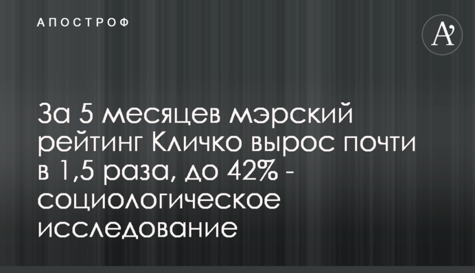 За 5 месяцев мэрский рейтинг Кличко вырос почти в 1,5 раза, до 42% - социологическое исследование